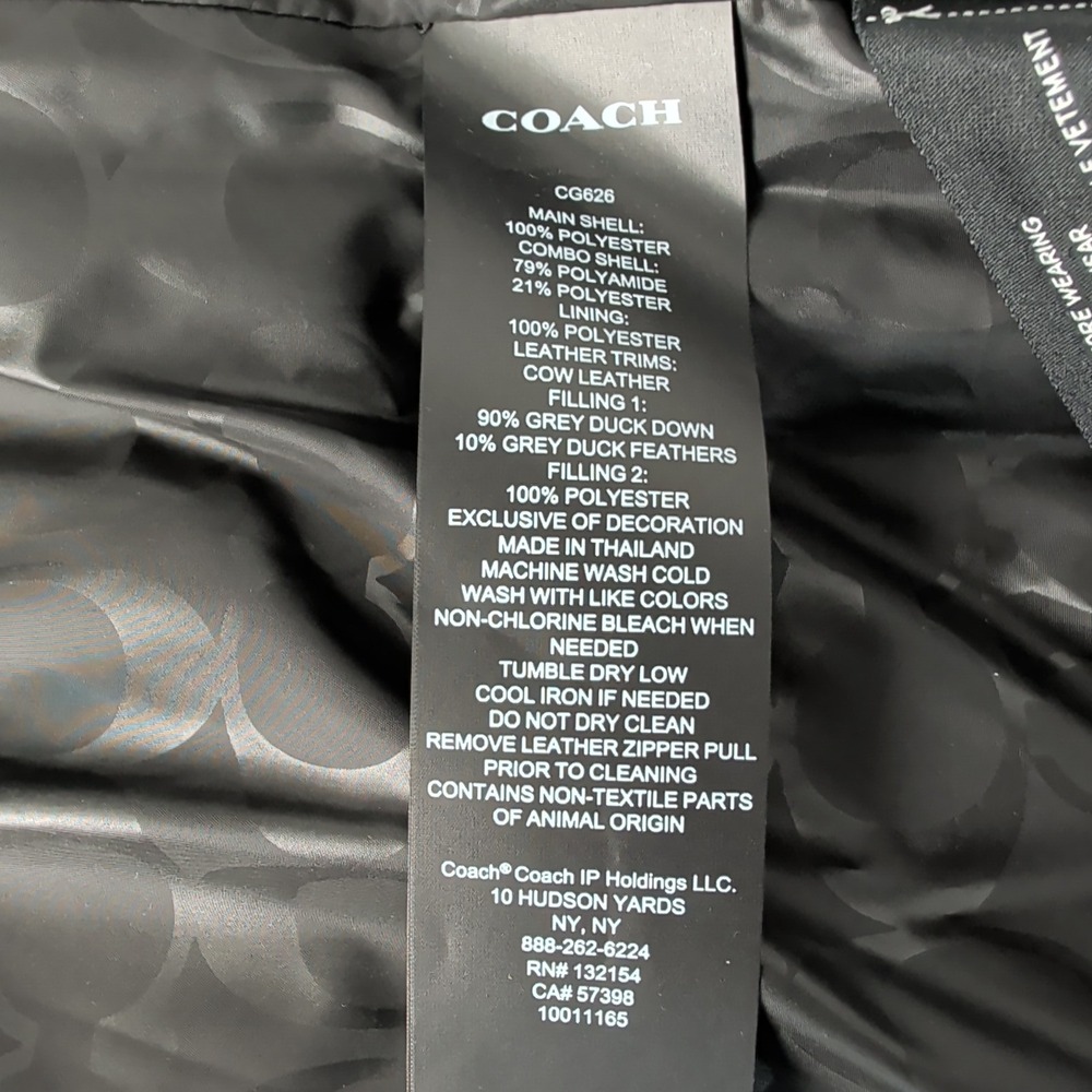 Coach Mens Signature Colorblock Down Vest Black Grey Puffer CG626 XL New - Picture 8 of 14